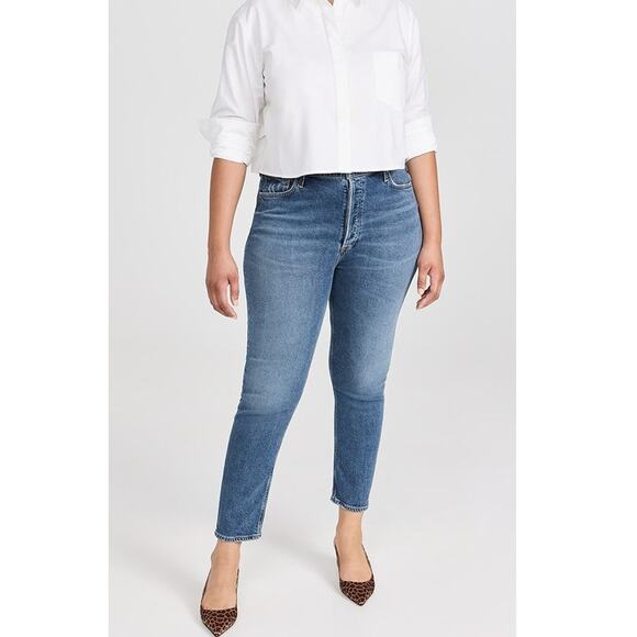 AGOLDE Nico Straight Leg High Rise Slim Denim Jeans size 31 / 10 - Picture 2 of 11